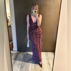 House of CB Carena Flower Appliqué Gown, Size S